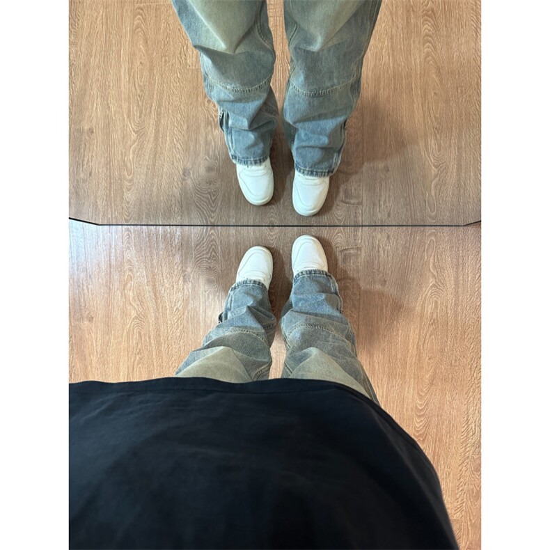 【有货】拉链微喇牛仔裤男美式vibe风裤子高街直筒X222LL-特P45,男装牛仔裤,星座1007（原301D）