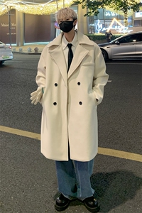 休闲百搭毛呢大衣男中长款呢子风衣英伦雅痞男装外套 MN9571/P100图片