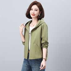 春季新款时尚休闲纯色连帽短外套女宽松显瘦百搭外套，女装短外套，依恋蒂丝
