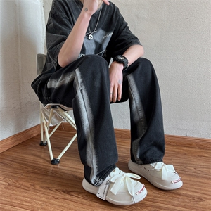 潮牌牛仔裤男生春夏季直筒宽松显瘦2023年新款阔腿休闲长裤图片