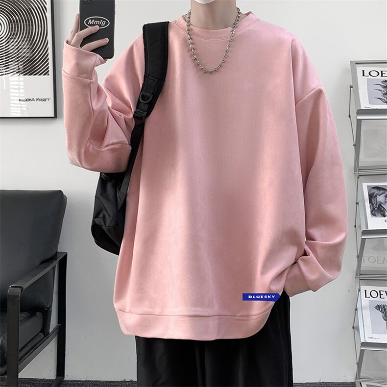 麂皮绒卫衣男大码重磅长袖t恤男JW81202-P35,男装卫衣,电商A040