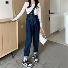 牛仔裤男宽松背带裤K8930P48图片