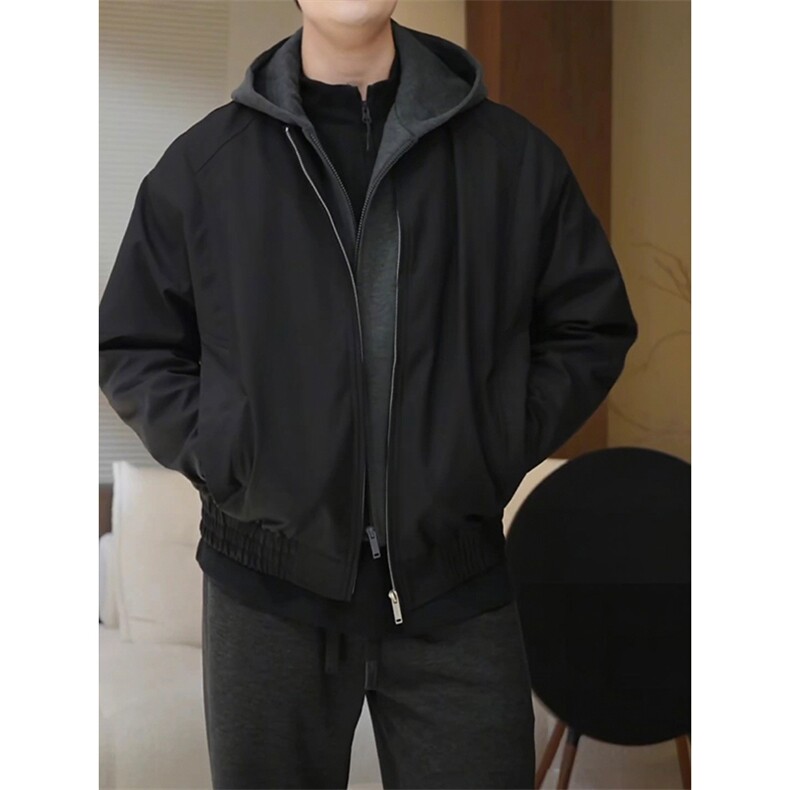 假两件拼接连帽加厚夹克外套新品双色毛绒内里J96-P118，男装夹克，星座918-1