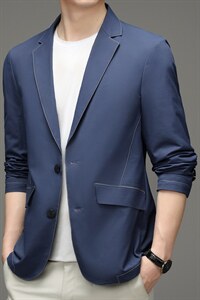 休闲西服男士单西上衣春秋季新款中年爸爸商务正装小西装外套男图片