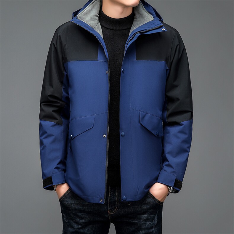 秋冬连帽男宽松加绒可脱卸内胆冲锋衣外套户外运动服BSN3088-P155,男装棉衣,星座1105-3