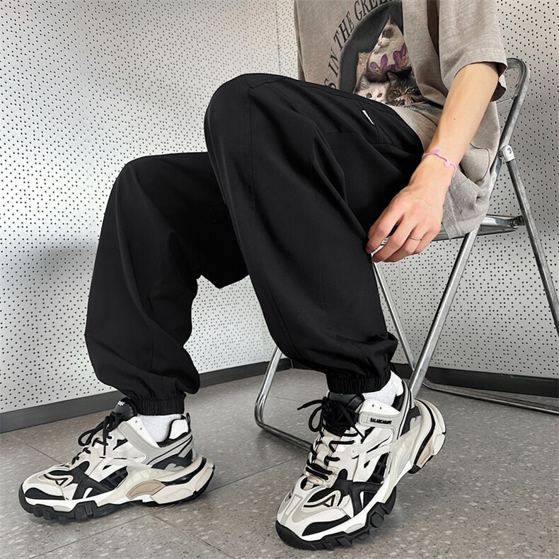 夏季冰丝百搭束脚薄款宽松休闲透气清爽速干九分裤2030特批26，男装休闲裤，星座718-1