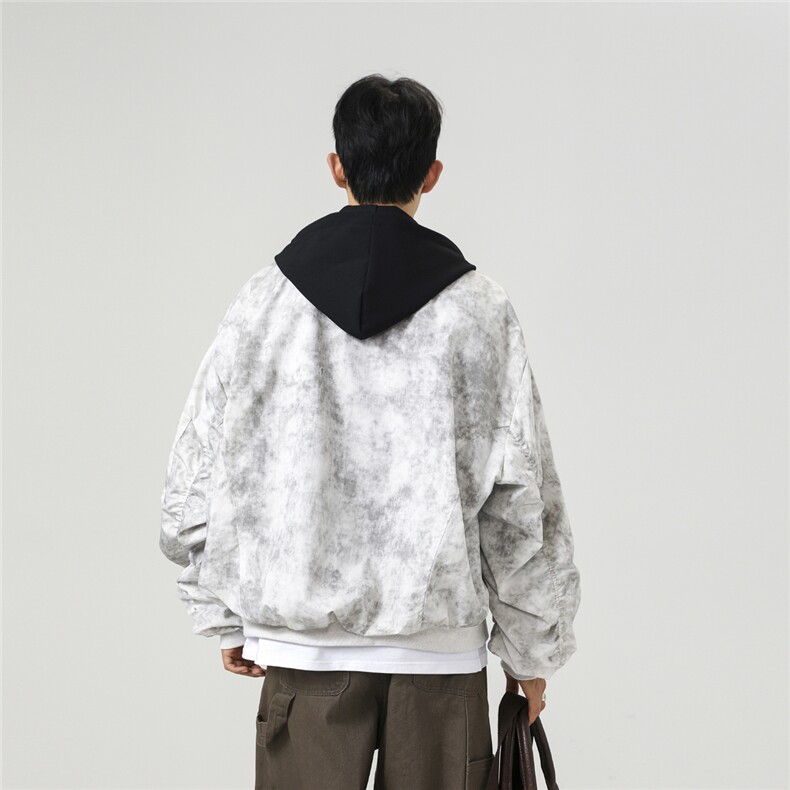 可二开假两件扎染大码M-5XL飞行夹克100%聚酯纤维JK78093P85控128,男装夹克,星座226-1