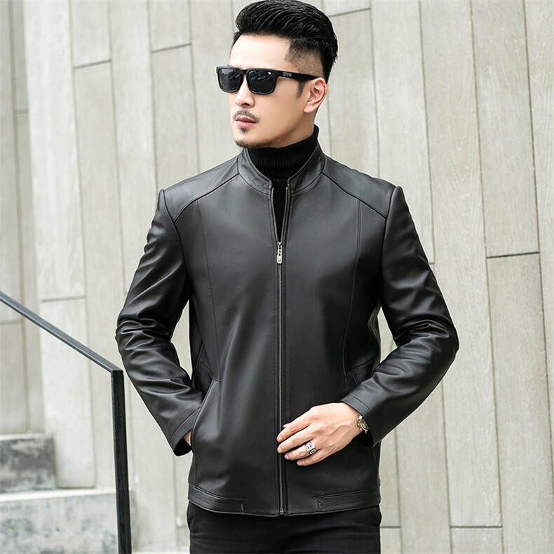 DLSN81881新款皮衣男头层绵羊皮夹克立领商务休闲男装P750图片