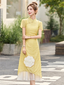 新中式国风连衣裙女2025夏季新款气质修身显瘦少女洋气改良旗袍裙图片