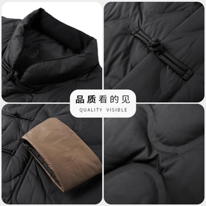 冬季白鸭绒唐装羽绒服保暖休闲男士简约立领短款外套时尚防寒男图片