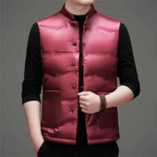 风羽绒服唐装马甲90绒羽绒服男复古盘扣中式唐装TR2816-P145，男装羽绒服，星座1105-3