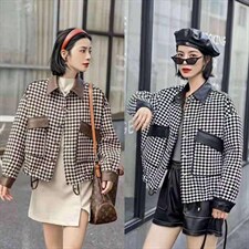 现货-粗纺棋盘格拼接小外套，其它，依歌贝诺