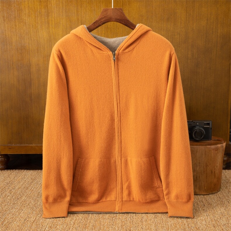 2025年秋季男士双面休闲拉链开衫，男装羊绒开衫，米亚康羊绒