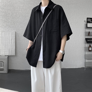 8XL-M泡泡纱盐缩肌理短袖衬衫男夏季冰丝外套防晒衬衣DC28011P36图片