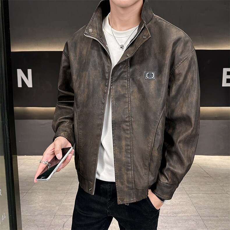 复古皮衣男2025秋款怀旧风立领皮夹克男外套上衣B317/811/P135,男装皮衣,电商B317
