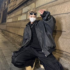 假两件拼色连帽PU皮夹克外套秋冬男装潮摇滚设计双层拉链机车皮衣，男装夹克，星座410-6（原星座1304-1）