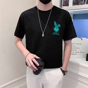 TX24-P38夏季T恤男短袖半截袖新款男装上衣痞青年半袖-黑1控58图片