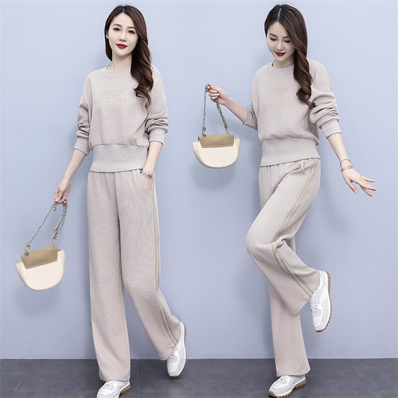 运动休闲女秋季2023新款高级感早秋时尚洋气卫衣阔腿裤,女装运动套装,凯瑟曼