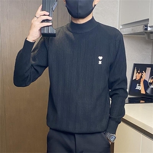 5303-特P55男士韩版修身毛衣简约半高领打底线衣针织衫男款图片