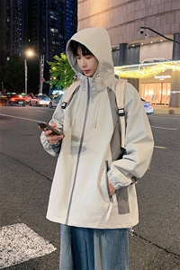 港风拼接上衣夹克宽松落肩拼色冲锋衣外套 JK837 P75图片