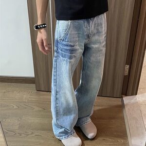 网图现货 美式宽松直筒闪电水洗阔腿裤K0141/P45图片