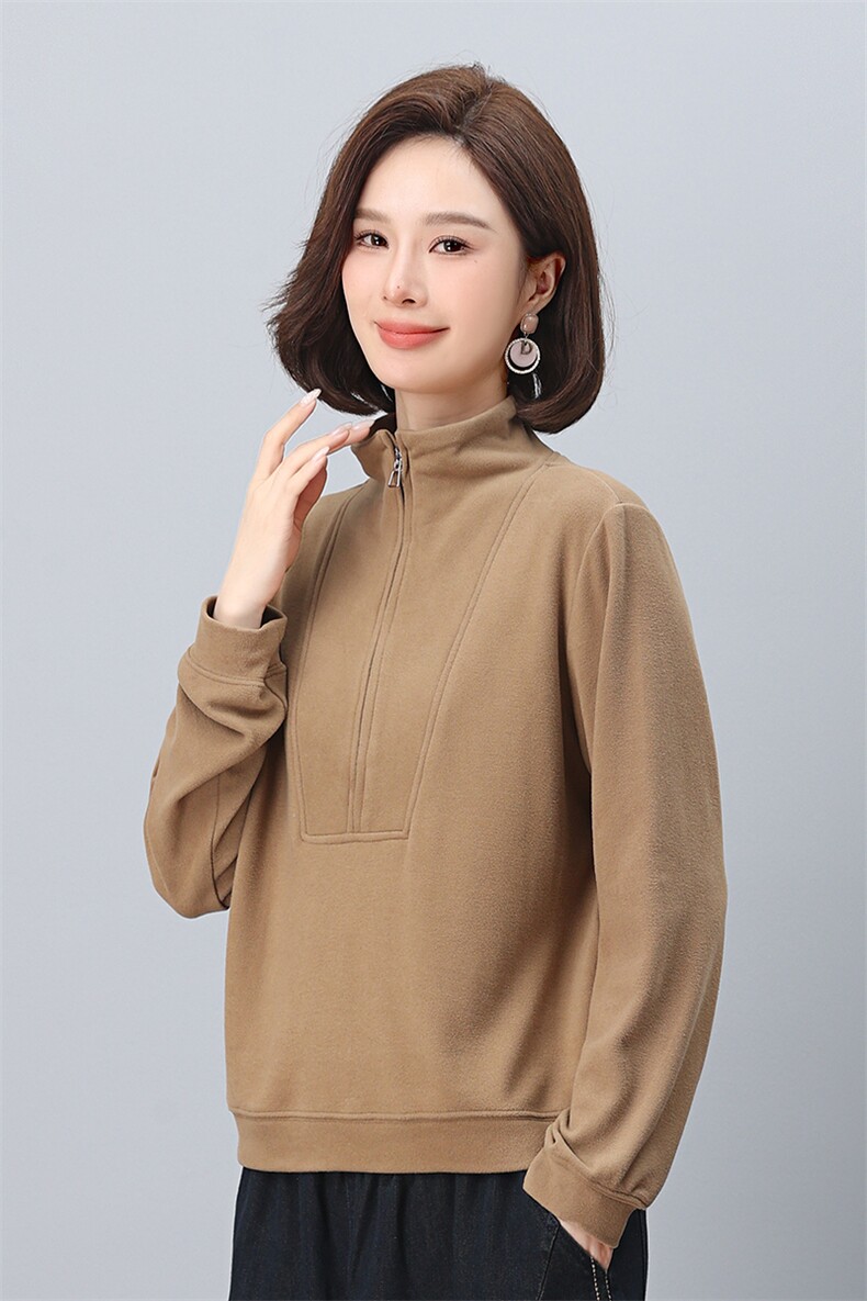 时尚女装立领拉链卫衣显瘦修身长袖打底衫,女装卫衣/绒衫,叶笙衣