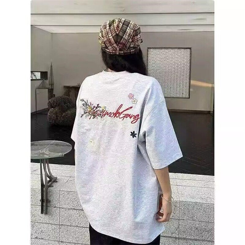 美式潮牌重磅短袖T恤男女夏季薄款纯棉休闲体恤衫刺绣款LW333-p39,男装T恤,星座1008