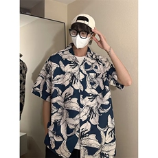 花衬衫男韩版潮流短袖痞子帅气高街2026夏季新款ins衬衣CY195-P26，男装T恤，星座412