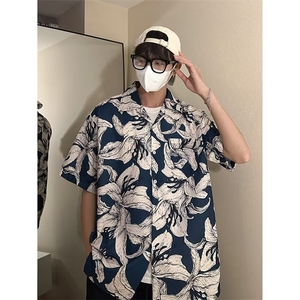 花衬衫男韩版潮流短袖痞子帅气高街2026夏季新款ins衬衣CY195-P26图片