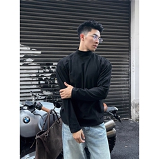 网图boxy正肩版230克半高领德绒长袖打底衫W1872/特P25，男装T恤，电商B350