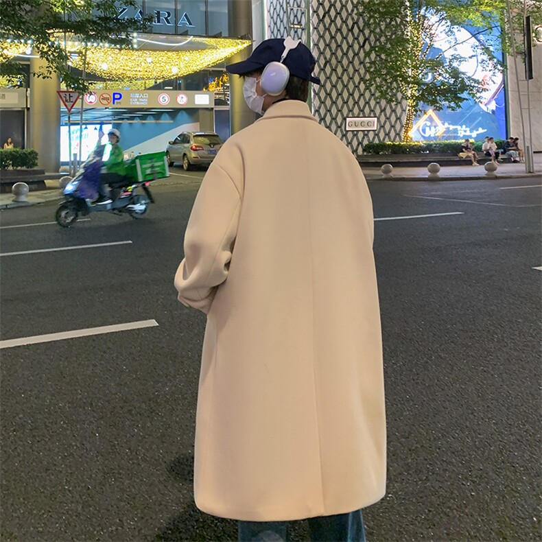 N9110/P110秋冬新款毛呢大衣男中长款双排扣呢子外套呢料大衣风衣,男装风衣,电商A141