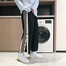 2021港风排扣裤子男直筒阔腿裤三条杠卫裤运动裤XZ207-K1017P30，男装休闲裤，星座207