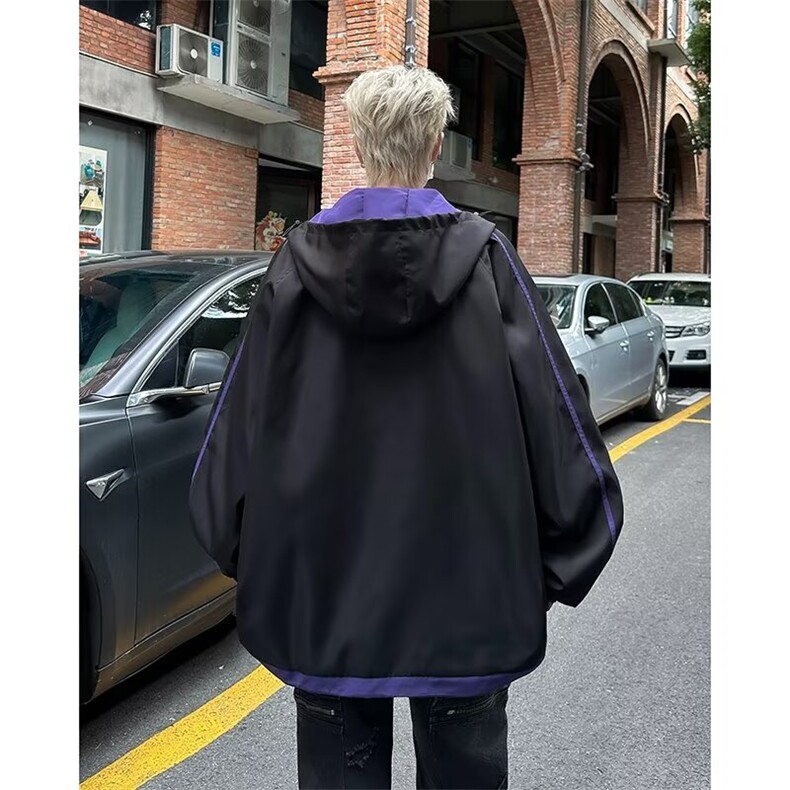 常规款青少年拼色连帽冲锋衣外套男潮牌长袖外穿纯色JK019/P64,男装夹克,星座506