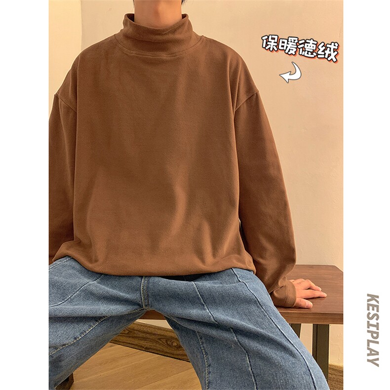 HD1318-TP18-38秋季德绒保暖打底衫卫衣半高领内搭长袖T恤男,男装T恤,电商A102