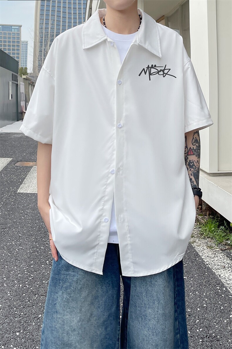 夏季重磅薄款新款翻领短袖衬衫男潮宽松防晒半袖衬衣C071/P35,男装衬衫,电商B209