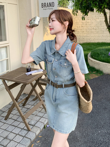 法式复古显瘦牛仔连衣裙女夏2025新款小个子裙子减龄超火爆款独特图片