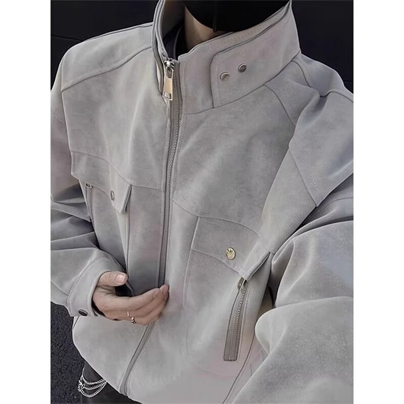 美式复古工装皮外套男款春季cleanfit飞行夹克痞帅立领棒球服潮牌,男装夹克,星座506A