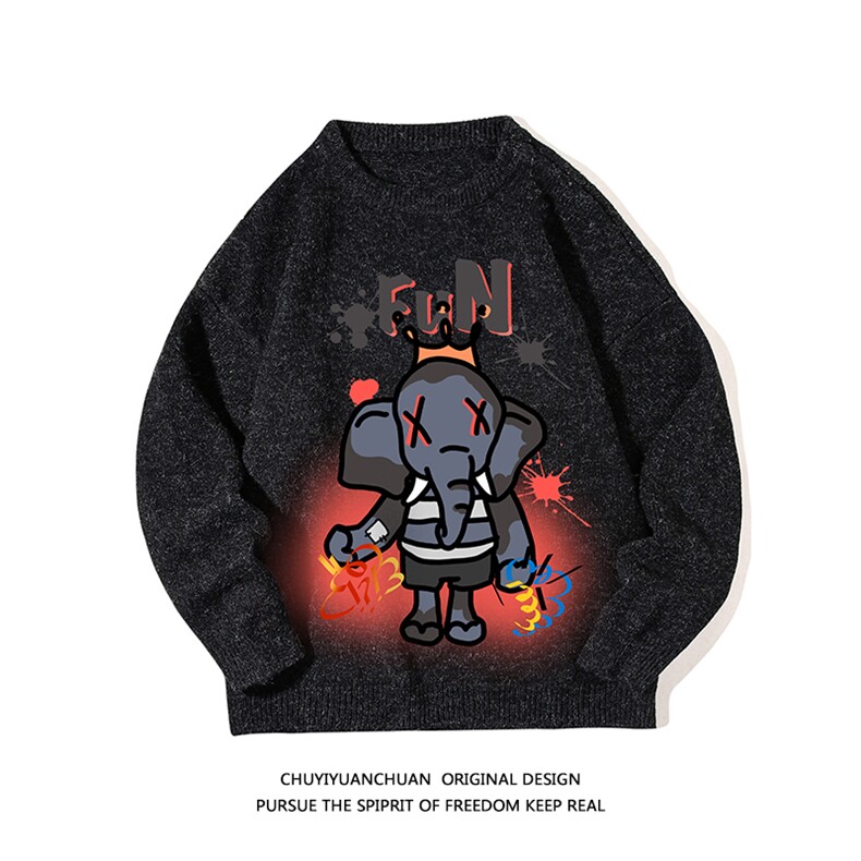 加厚加绒毛衣男大码毛线衣男针织衫M19221-P45加绒款-P65白底,男装针织衫/毛衣,电商A040A