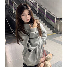 抖音得物高品质秋冬美式高街重磅结构辑明线纹理连帽卫衣外套W111，女装短外套，电商A486-1