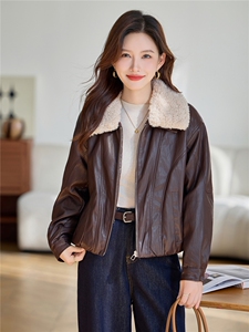 可拆卸毛领加绒加厚皮衣外套女2025秋冬新款小个子显瘦皮夹克上衣图片