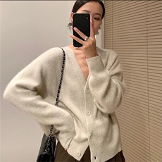 女士羊毛开衫V领纯色羊毛柔软保暖，女装羊毛衫，泰沅羊绒