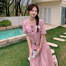 现货－夏季新款减龄粉色套装336－P155-K218，女装套装/套裙，浙宝203