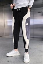 休闲裤男2025秋冬季新品拼接撞色灯芯绒休闲裤网红同款宽松束脚裤，男装休闲裤，电商A327