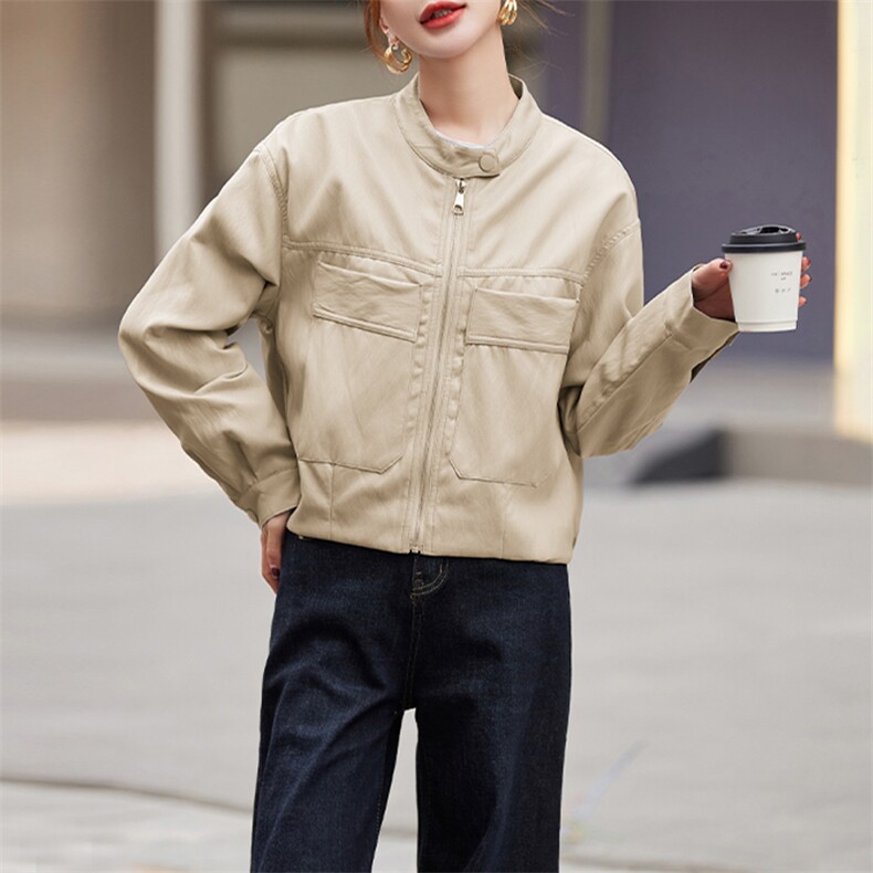 皮衣女外套短款上衣2025春秋季新款洋气显瘦小个子PU皮机车服夹克,女装皮衣,跑量工厂店