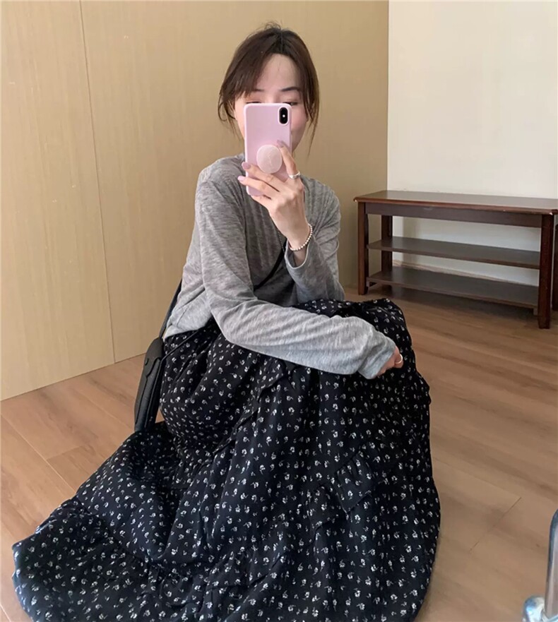 夏季温柔碎花半裙高腰显瘦百搭半身裙,女装半身裙,湘姗