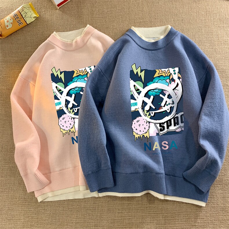 控78假两件毛衣男大码加绒针织衫男毛线衣M80275-P55加绒P70,男装针织衫/毛衣,电商A040