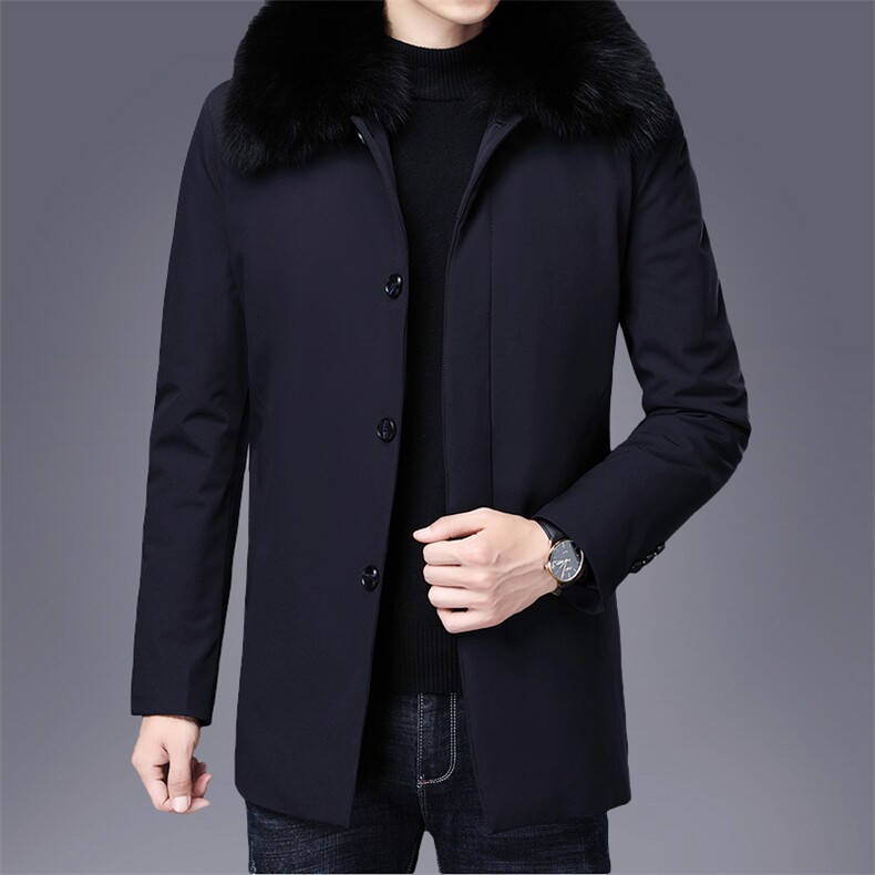 可脱卸羽绒内胆加厚爸爸装羽绒服可卸狐狸毛领外套ZL9503-P320，男装羽绒服，电商B212（原钱塘6029）