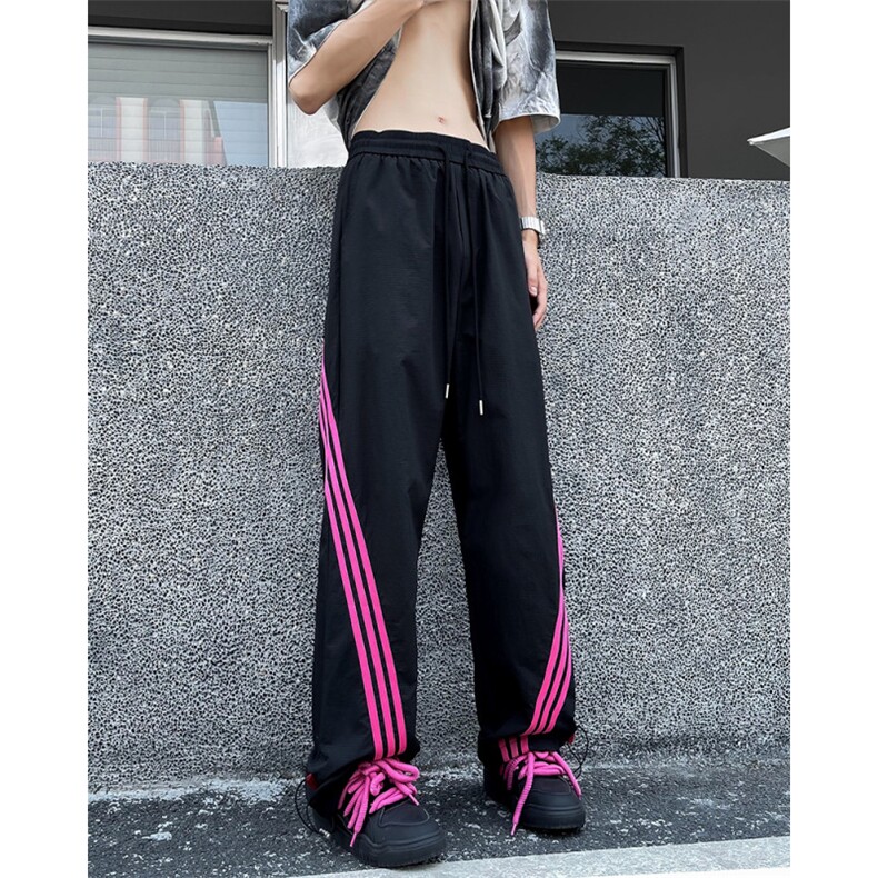 夏季新款条纹拼接男士薄款美式速干宽松休闲运动裤,女装休闲裤,星座410-7