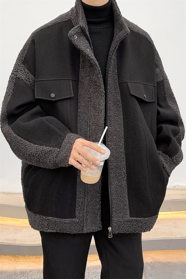 日系hiphop高街外套男春秋潮牌衣服小香风冬季加绒毛呢飞行员夹克,男装夹克,星座514-2(原B239)