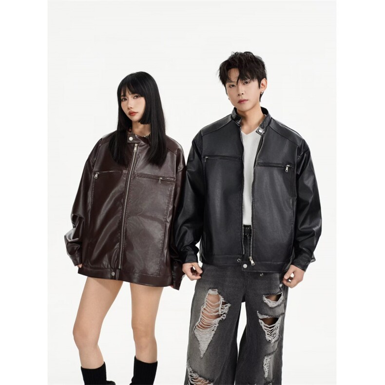 1506/QY10330/P61欧美街头潮流宽松机车服皮衣男潮痞帅气高级感，男装皮衣，星座1506